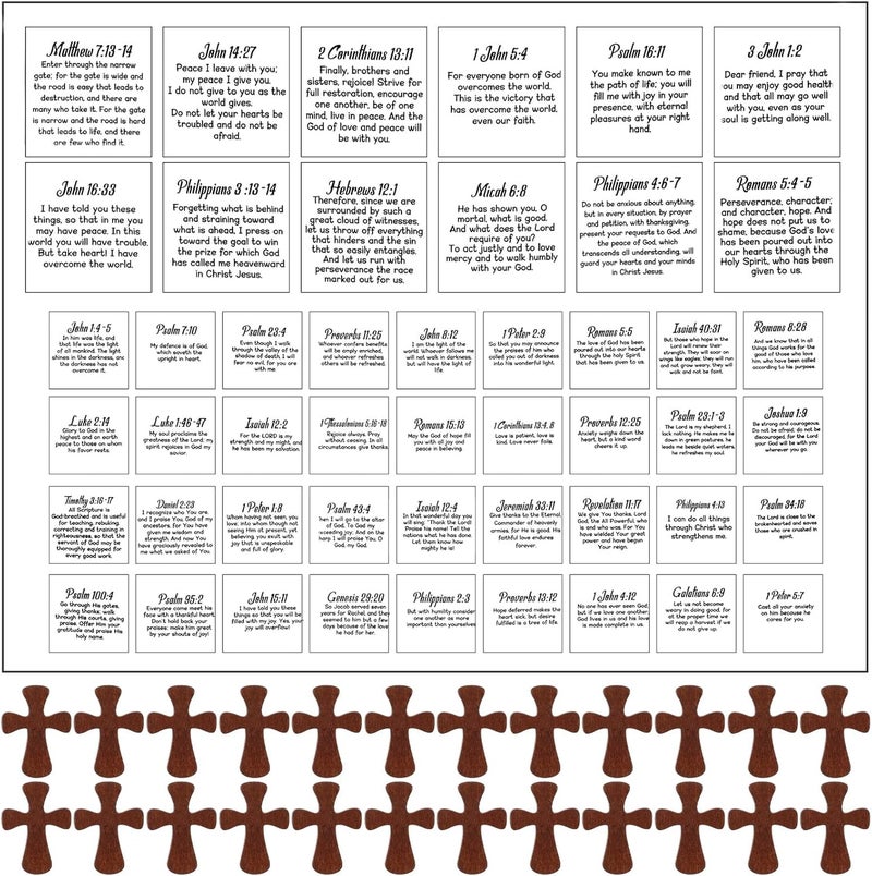 Anglechic 48 Set Pocket Prayer Quilt Squares Panel DIY Prayer Cloth with Crosses Mini Scripture Religious Spiritual Gift Easter Reward Gift for Friends Family Christians(Wood Color,Wooden) - Image 1